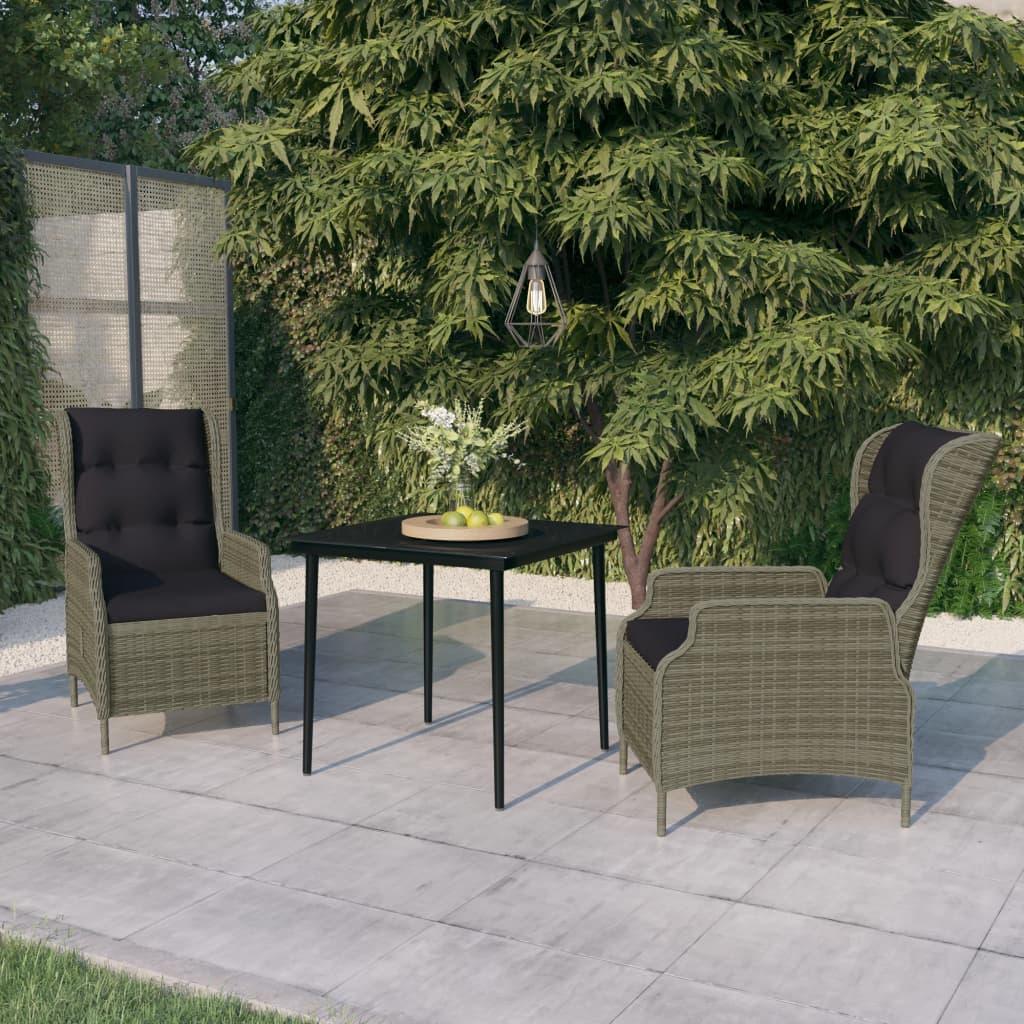 3 Piece Patio Dining Set Brown