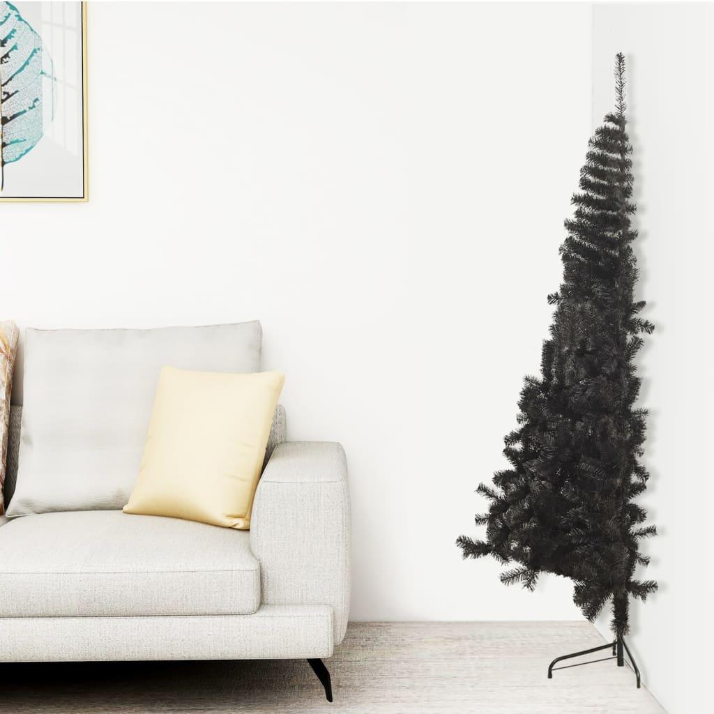 Artificial Half Christmas Tree with Stand Black 8 ft PVC