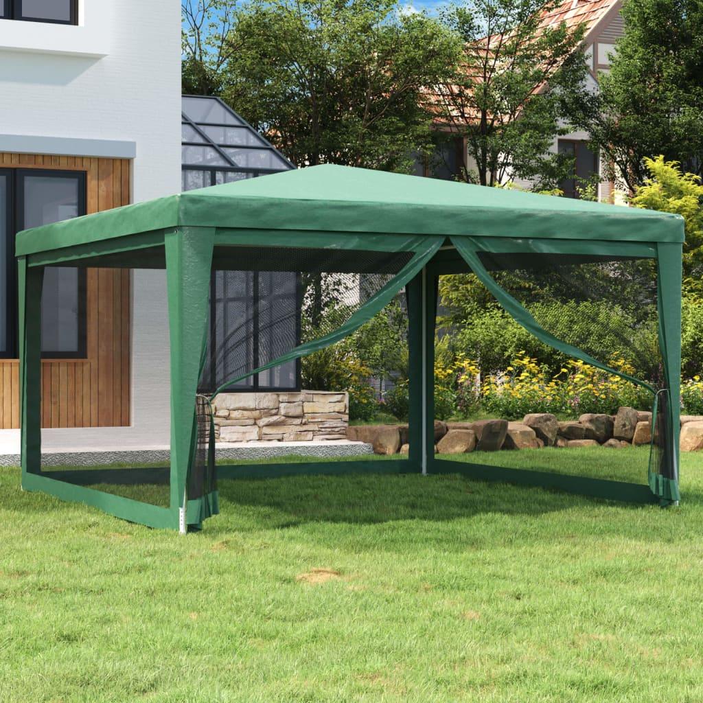 Party Tent with 4 Mesh Sidewalls Green 13.1'x13.1' HDPE - vidaXL - 319253 - Set Shop and Smile
