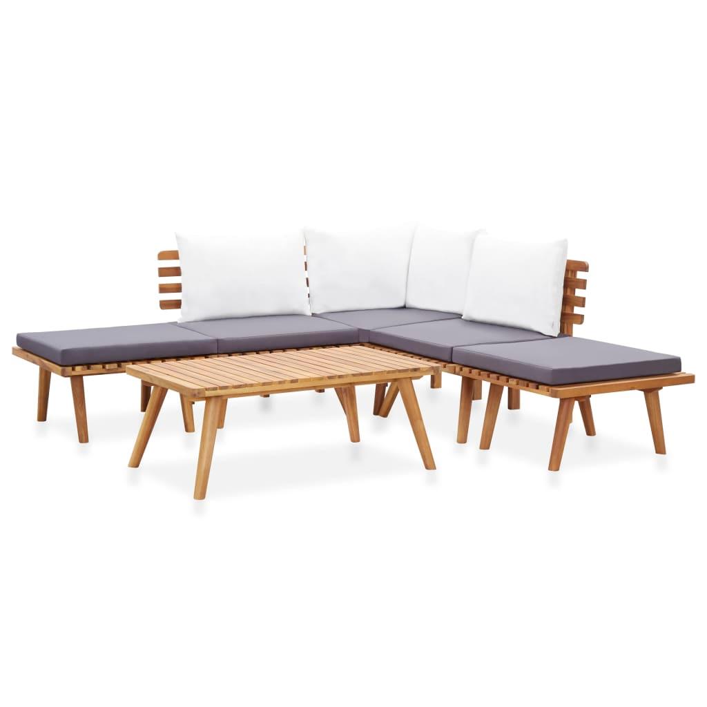 6 Piece Patio Lounge Set Solid Wood Acacia