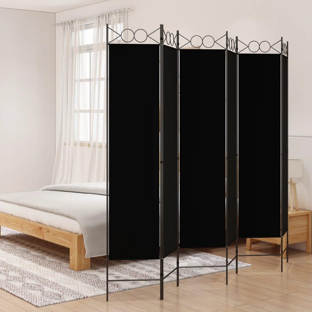 6-Panel Room Divider Black 94.5