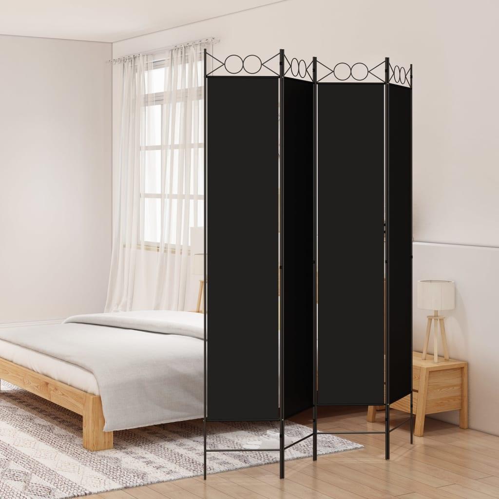 4-Panel Room Divider Black 63