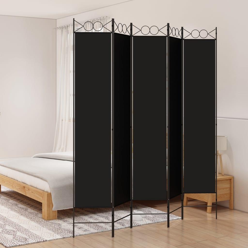 5-Panel Room Divider Black 78.7