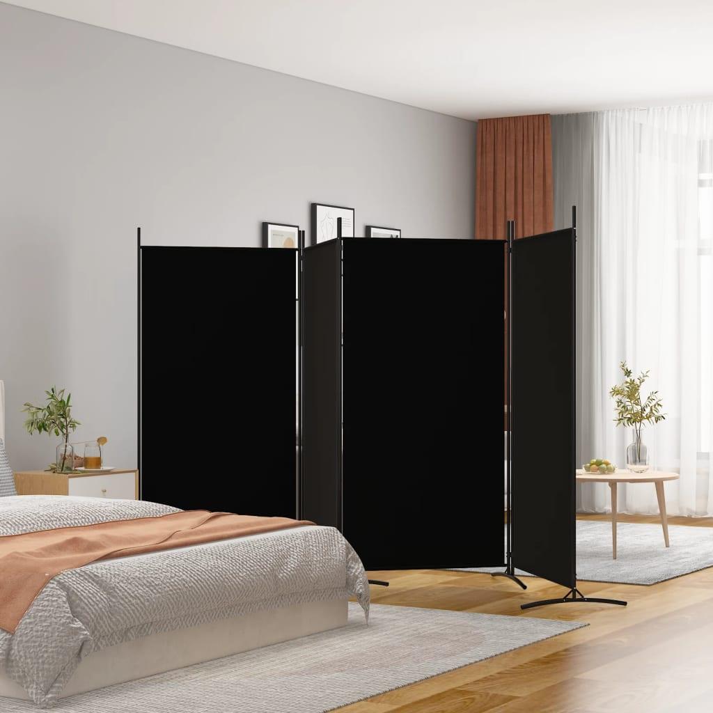 4-Panel Room Divider Black 136.2