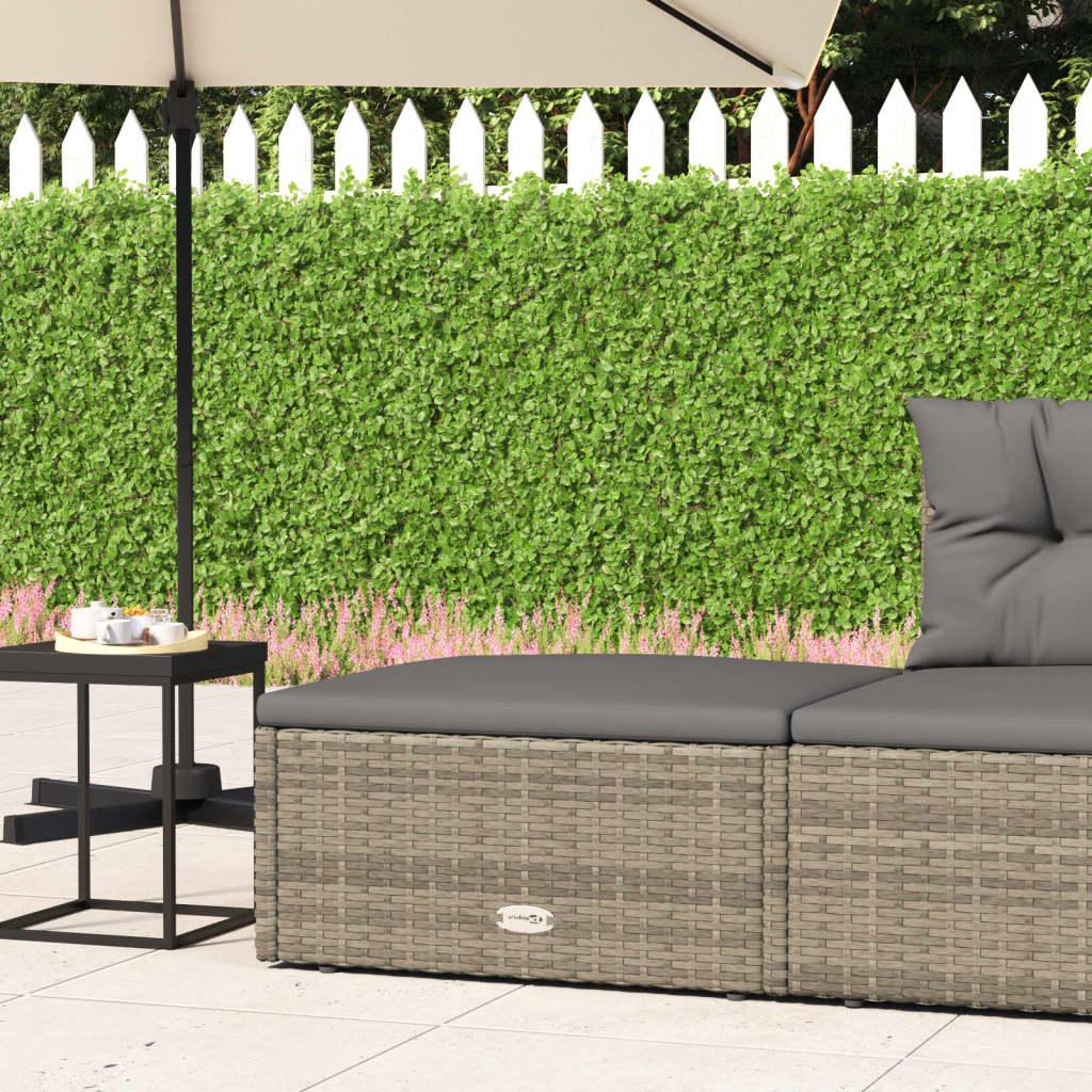 Patio Footstool with Cushion Gray Poly Rattan