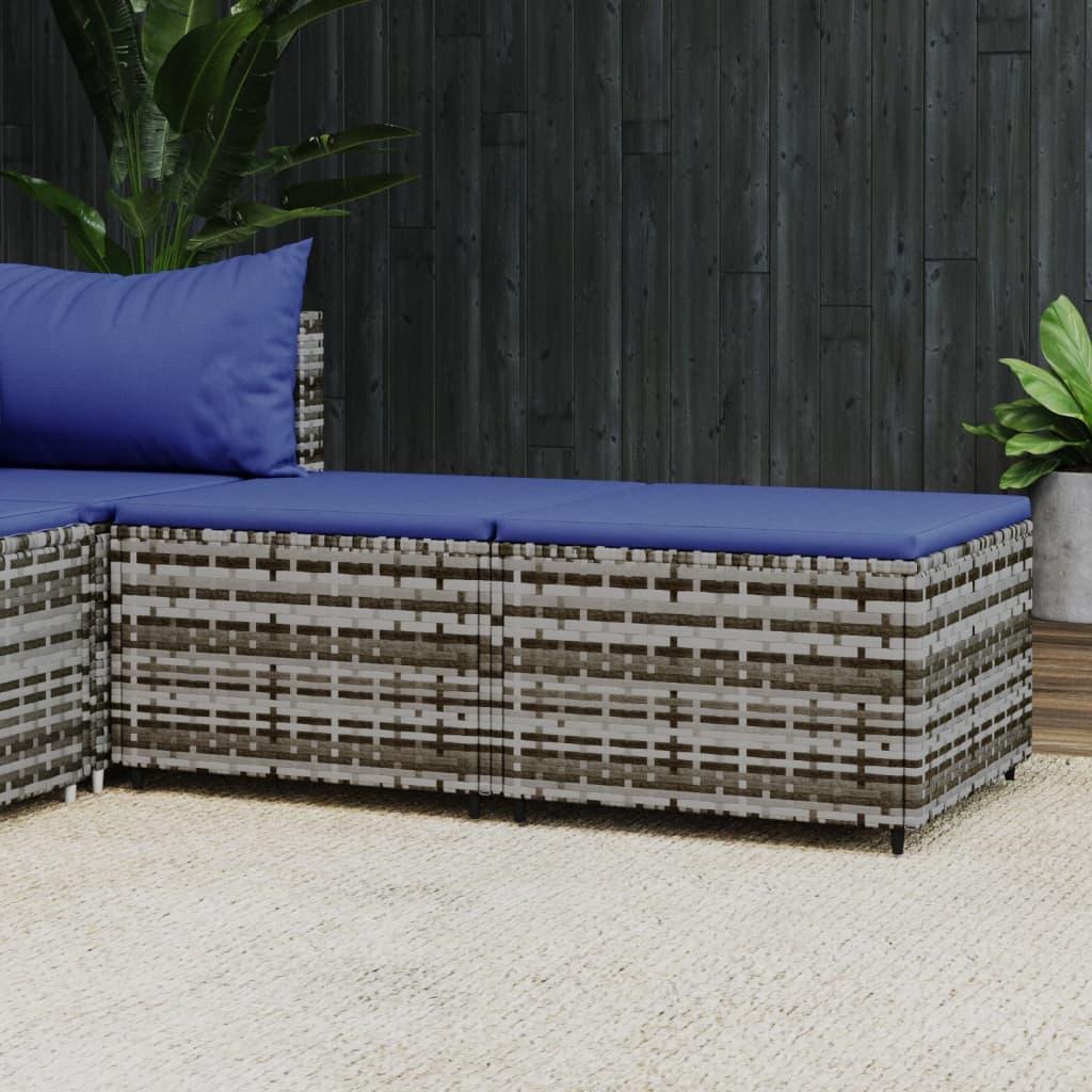 Patio Footrests with Cushions 2 pcs Gray Poly Rattan