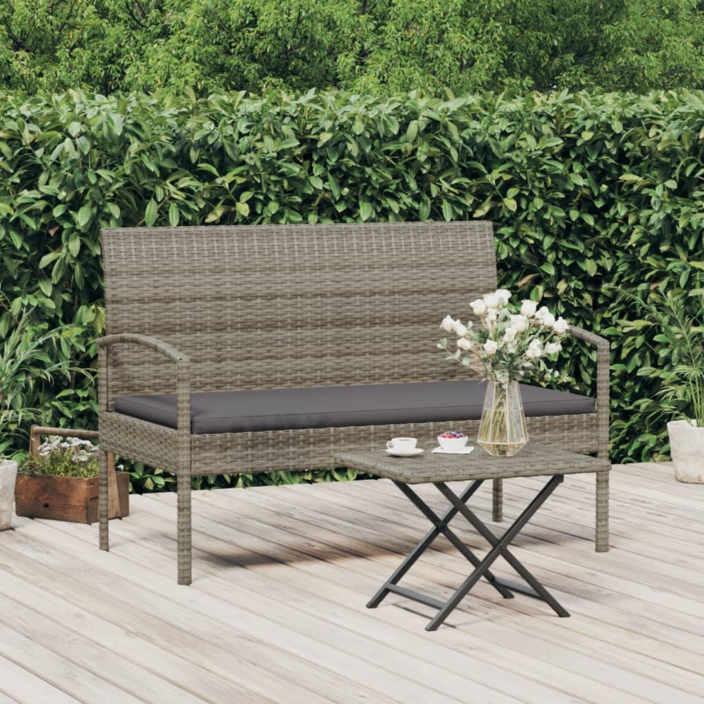 Patio Bench with Cushion Gray 41.3