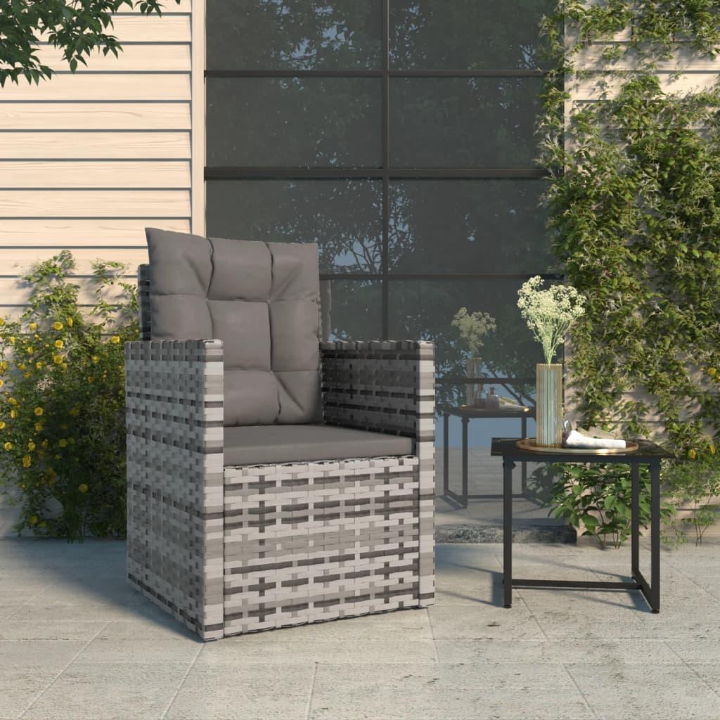 Patio Armchair with Cushions Gray Poly Rattan - vidaXL - 362323 - Set Shop and Smile
