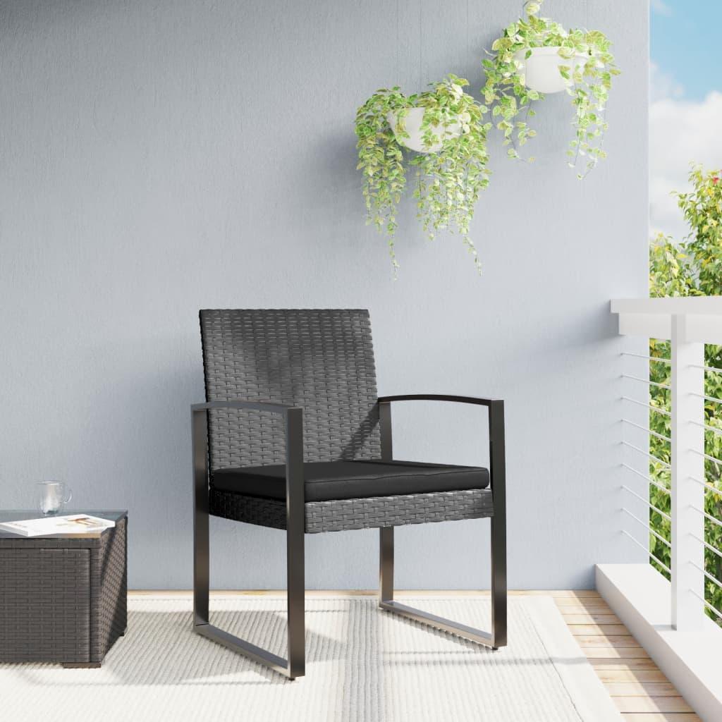 Patio Dining Chairs 2 pcs Dark Gray PP Rattan