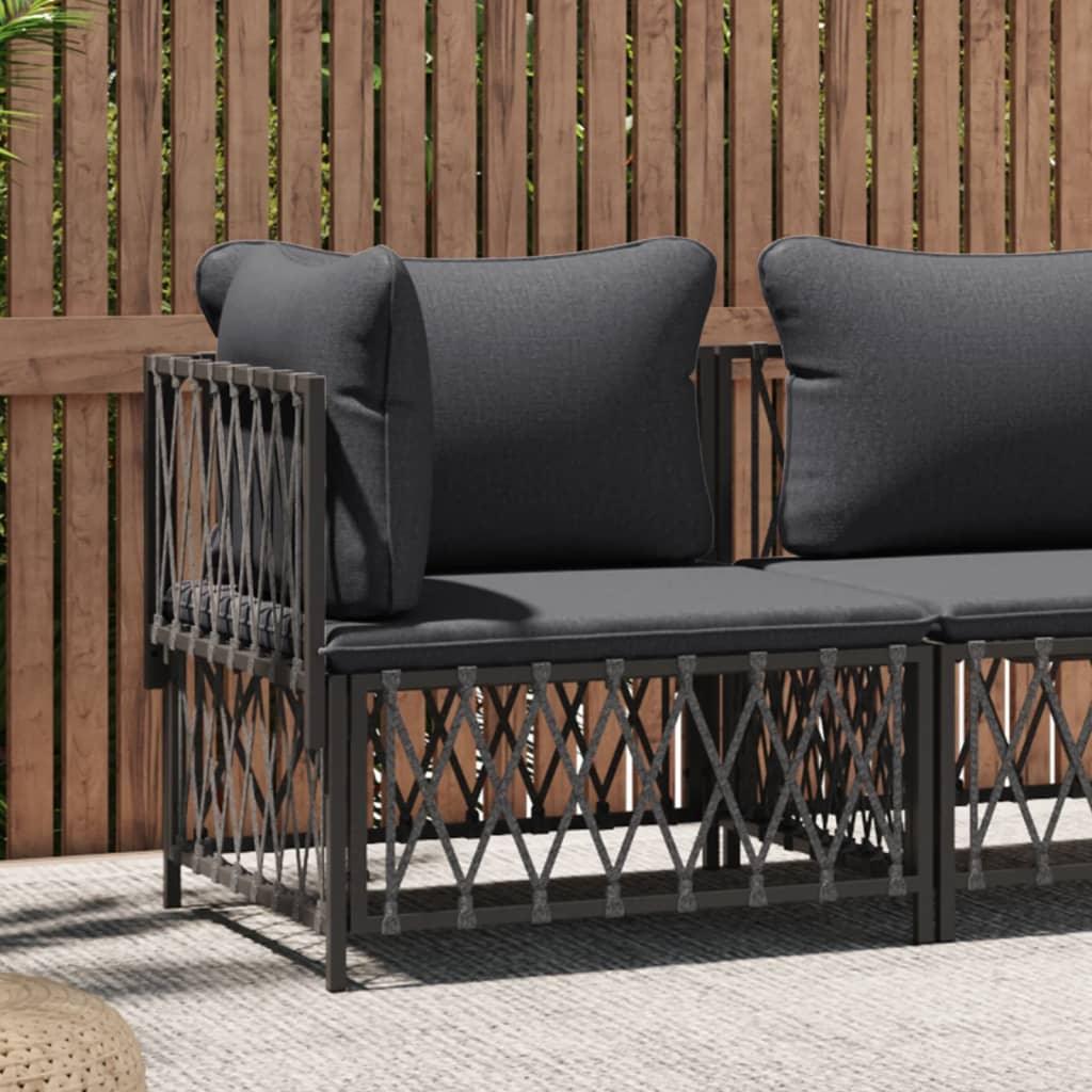 Patio Corner Sofa with Cushions Anthracite Woven Fabric