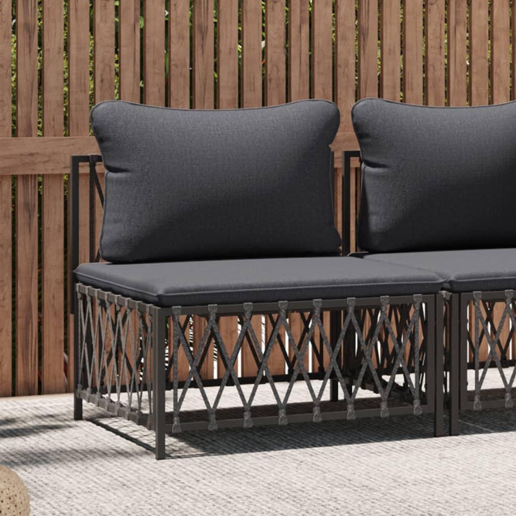Patio Middle Sofa with Cushions Anthracite Woven Fabric