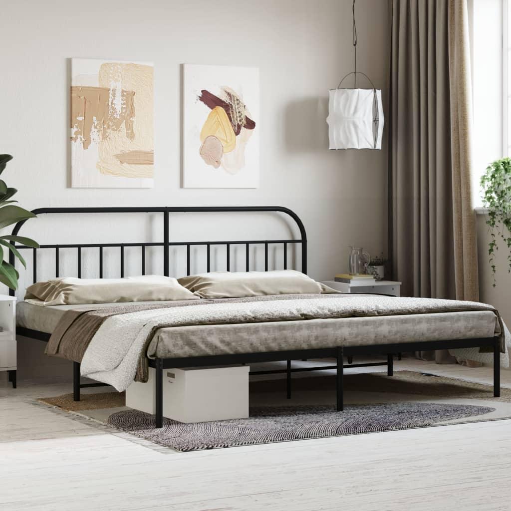 Metal Bed Frame with Headboard Black 76