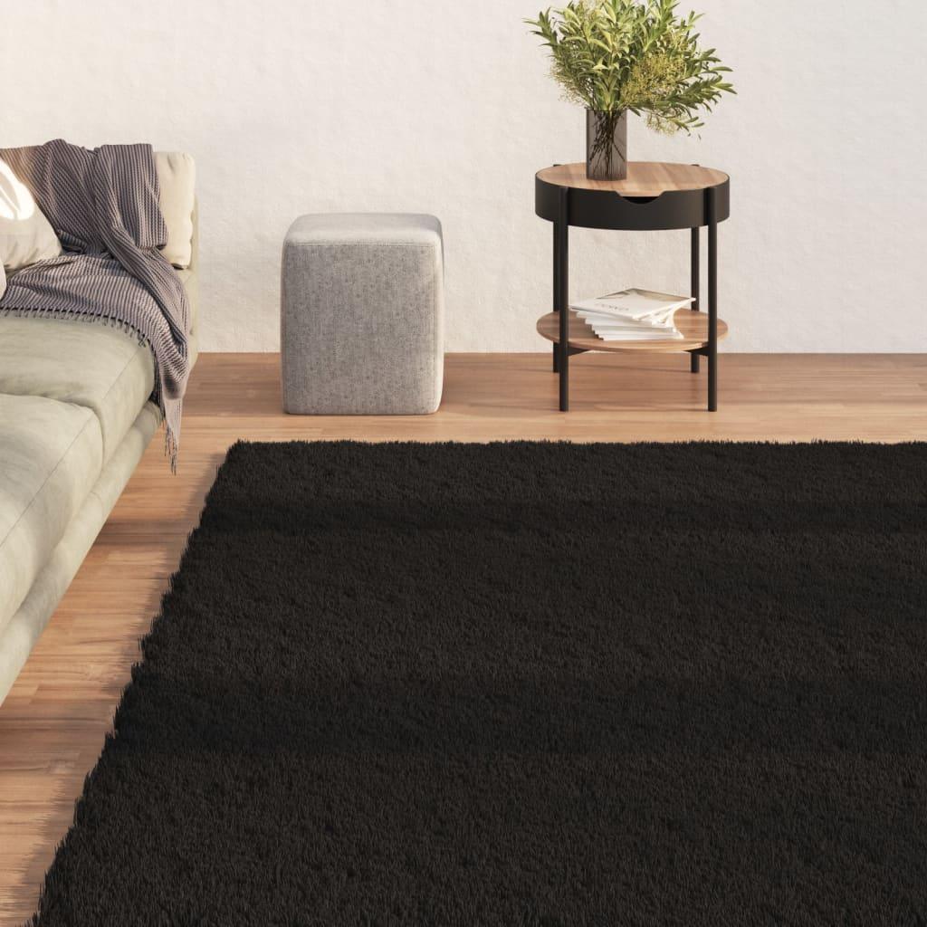 Washable Rug Soft Shaggy Black 63