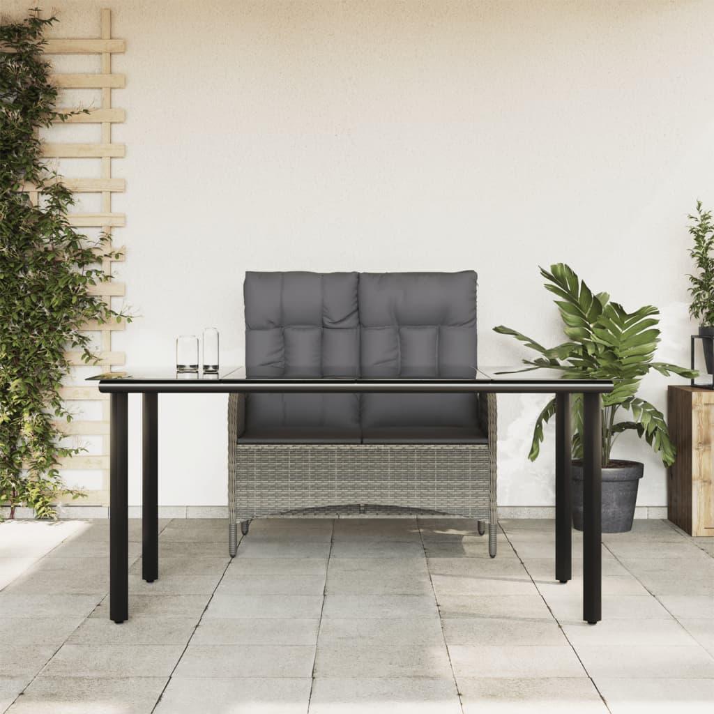 2 Piece Patio Dining Set with Cushions Gray Poly Rattan