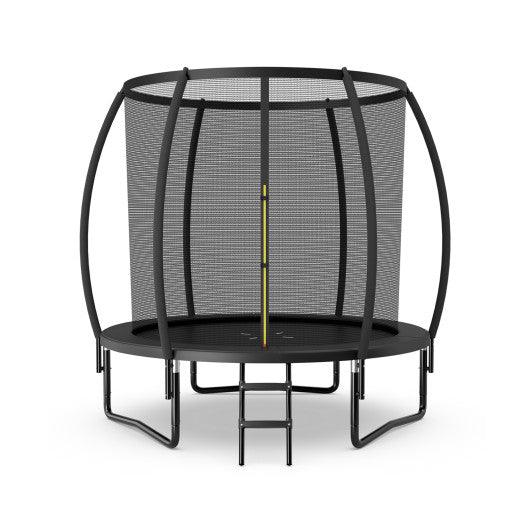 8 Feet ASTM Approved Recreational Trampoline with Ladder-Black