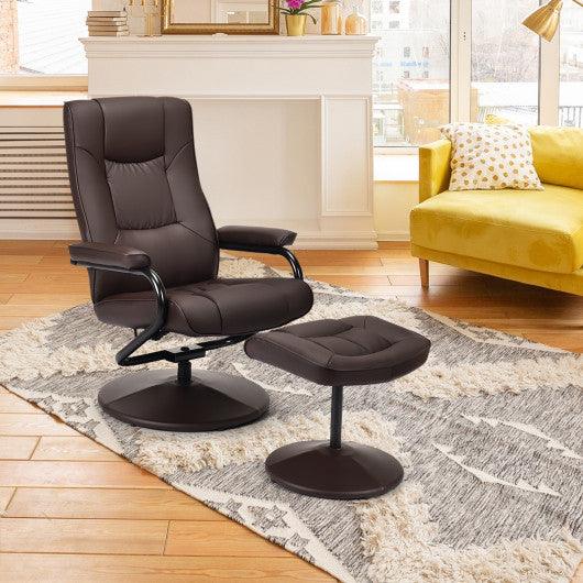 Swivel Lounge Chair Recliner with Ottoman-Brown