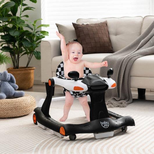 2-in-1 Foldable Activity Push Walker with Adjustable Height-Black