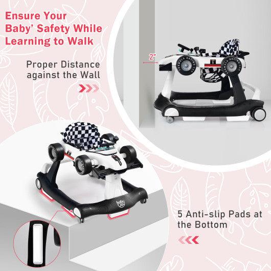 4-in-1 Foldable Activity Push Walker with Adjustable Height-White at Set Shop and Smile