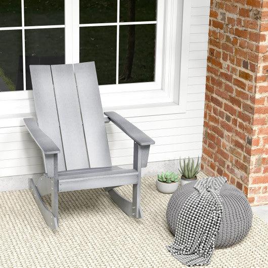 Adirondack Rocking Chair with Curved Back for Balcony-Gray