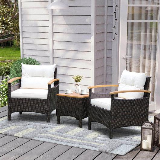 3 Pieces Patio Rattan Furniture Set with Removable Cushion