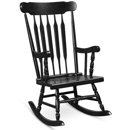 Outdoor Rocking Chair with Slatted Backrest-Black