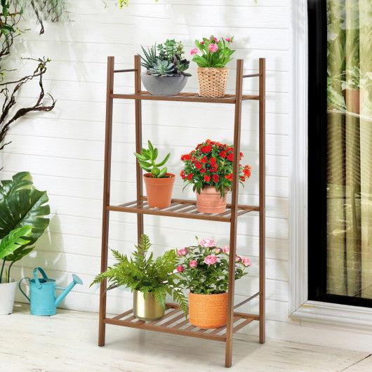 3 Tiers Vertical Bamboo Plant Stand-Brown