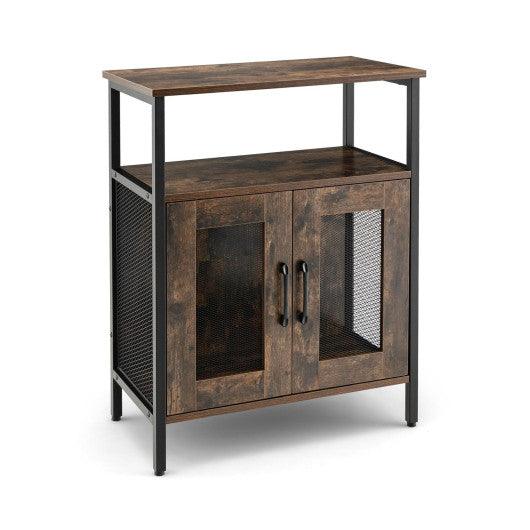 Industrial Sideboard Buffet Cabinet with Removable Wine Rack-Rustic Brown