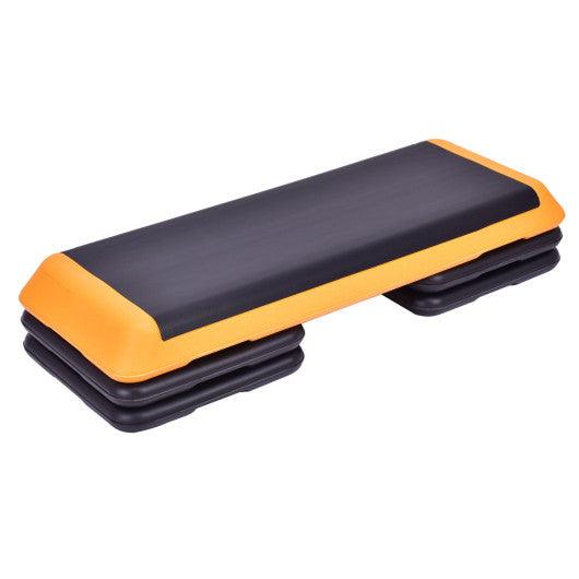 43 Inches Height Adjustable Fitness Aerobic Step with Risers-Orange