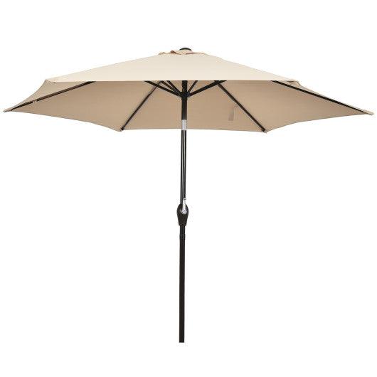 10 Feet Outdoor Patio Umbrella with Tilt Adjustment and Crank-beige