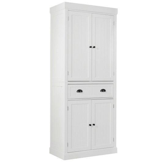 Cupboard Freestanding Kitchen Cabinet w/ Adjustable Shelves-White at Set Shop and Smile