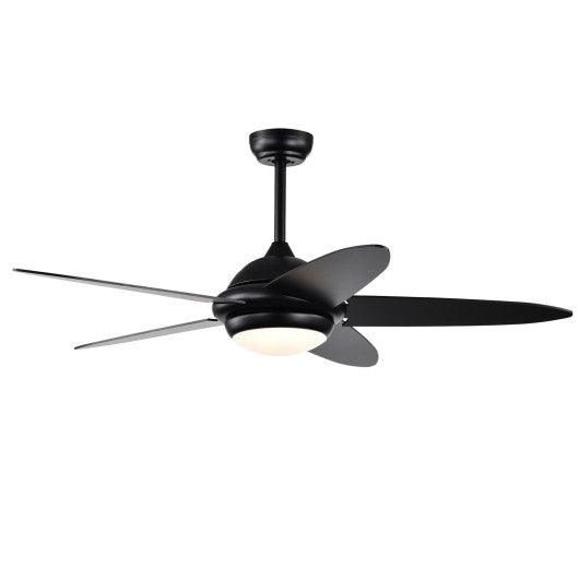 52 Inch Ceiling Fan with Lights and 3 Lighting Colors-Black