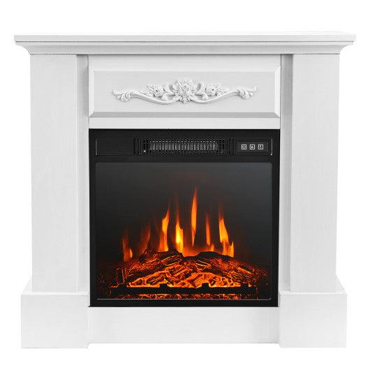 1400W TV Stand Electric Fireplace Mantel with Remote Control-White