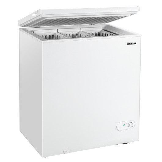 5.2 Cu.ft Chest Freezer Upright Single Door Refrigerator with 3 Baskets-White