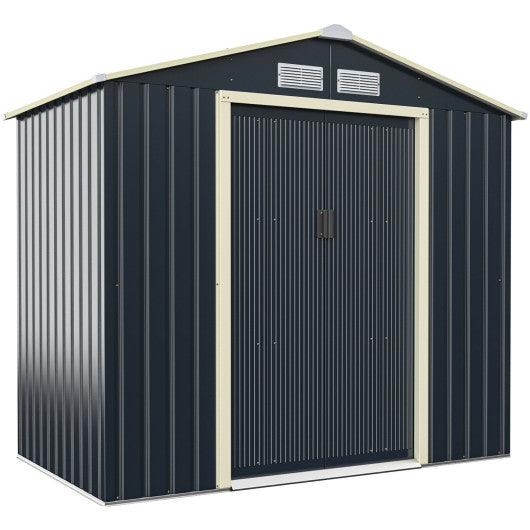 7 Feet X 4 Feet Metal Storage Shed with Sliding Double Lockable Doors-Gray