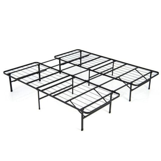 Queen/King Size Folding Steel Platform Bed Frame for Kids and Adults-King Size