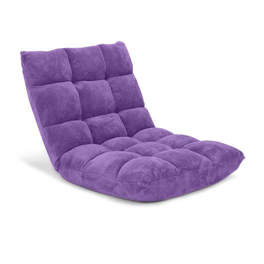 Adjustable 14-position Cushioned Floor Chair-Purple