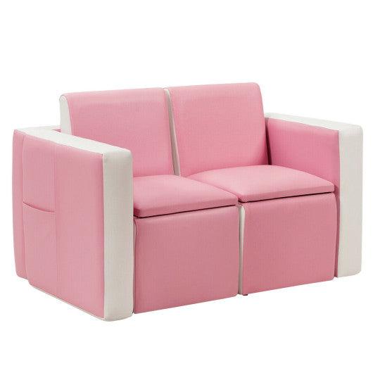 Multi-functional Kids Sofa Table Chair Set-Pink