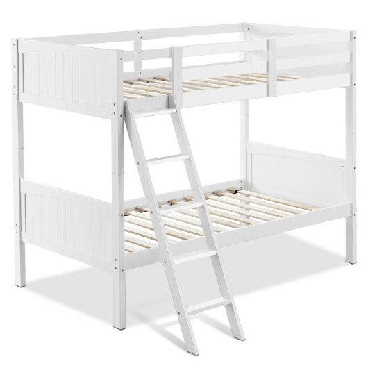 Twin Size Wooden Bunk Beds Convertible 2 Individual Beds-White