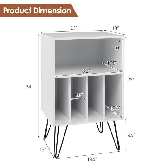 Freestanding Record Player Stand Record Storage Cabinet with Metal Legs-White at Set Shop and Smile