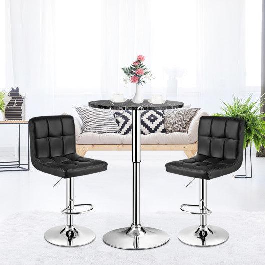 360° Swivel Cocktail Pub Table with Sliver Leg and Base-Black