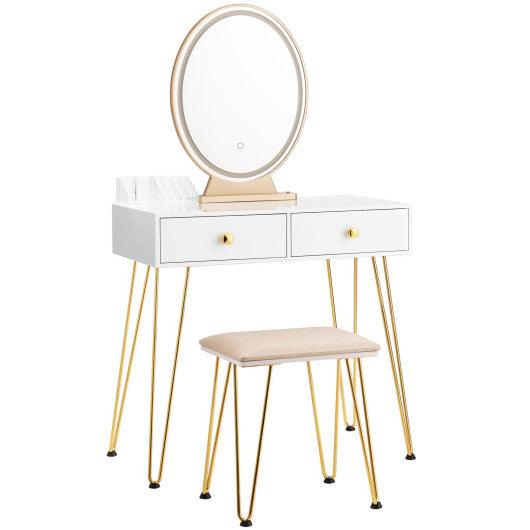 Industrial Makeup Dressing Table with 3 Lighting Modes-White