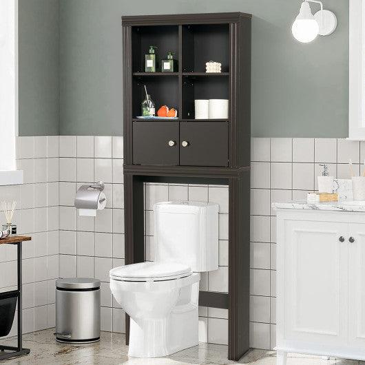 Over the Toilet Storage Cabinet with 4 Open Compartments-Brown