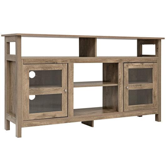 58 Inch TV Stand Entertainment Console Center with 2 Cabinets-Natural