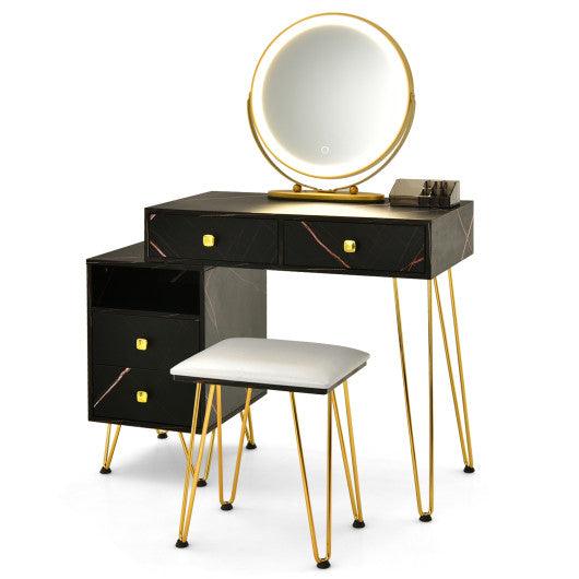 Modern Dressing Table with Storage Cabinet-Black