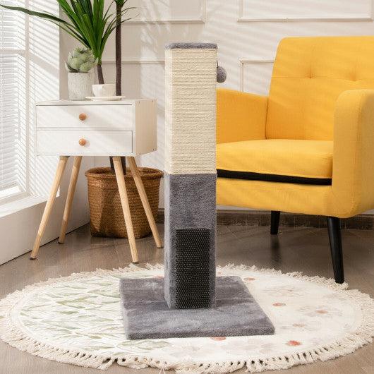 31 inch Tall Cat Scratching Post Claw Scratcher with Sisal Rope and 2 plush Ball-Gray