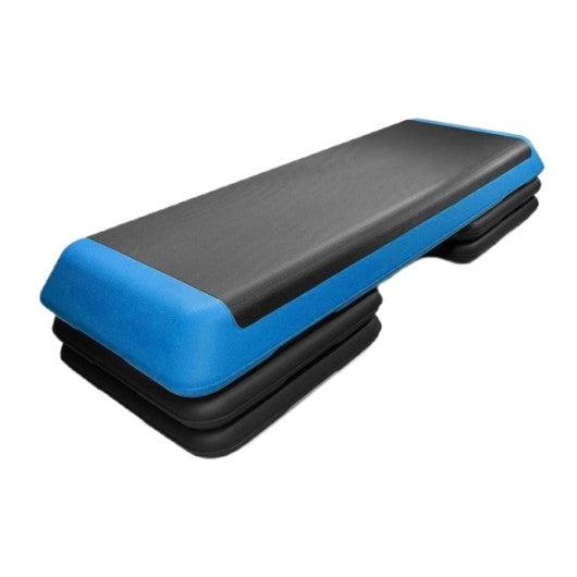 43 Inches Height Adjustable Fitness Aerobic Step with Risers-Blue