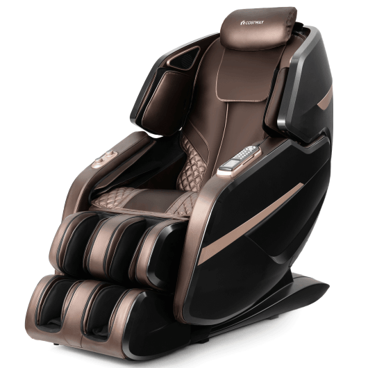 3D Double SL-Track Electric Full Body Zero Gravity Massage Chair with Heat Roller-Brown