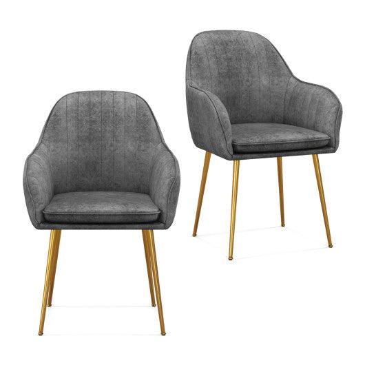 Accent Upholstered Arm Chair with Steel Gold Legs-Gray