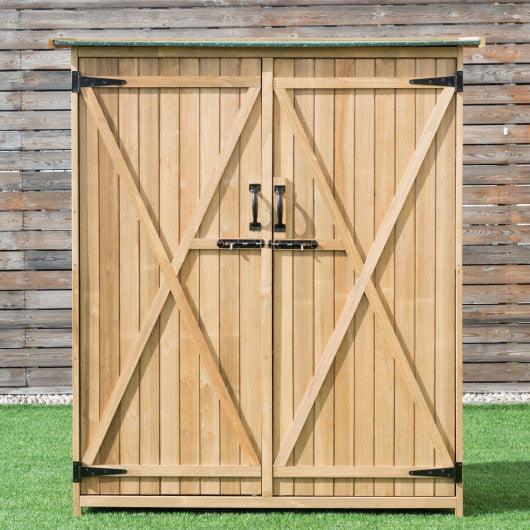 64 Inch Wooden Storage Shed Outdoor Fir Wood Cabinet