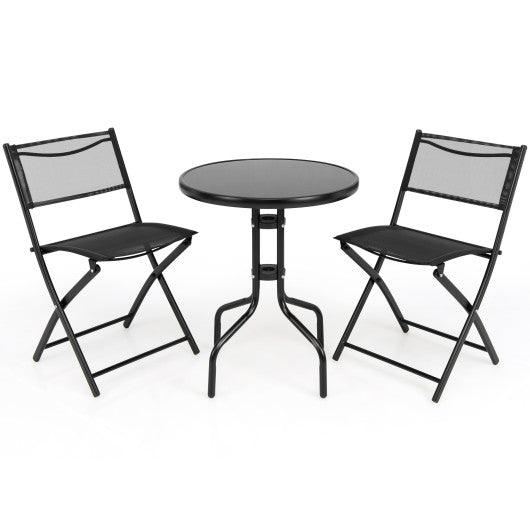 3 Pieces Folding Bistro Table Chairs Set for Indoor and Outdoor